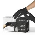 Fifthpulse FMN100, Nitrile Disposable Gloves, 3 mil Palm, Nitrile, Powder-Free, XS, 100 PK, Black FP-N-100-XS-BLK